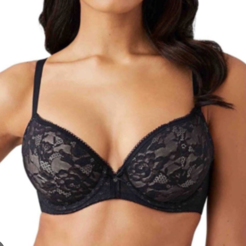 Wacoal Black Lace Finesse Underwire Bra 38B NWT